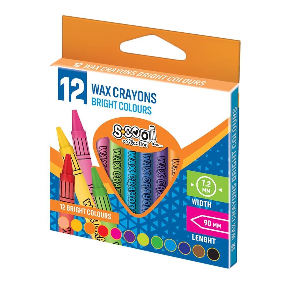 Creioane cerate, culori luminoase, manson de hartie, set 12 culori - imagine 3